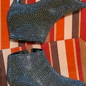 Sparkly booties with kitten heels